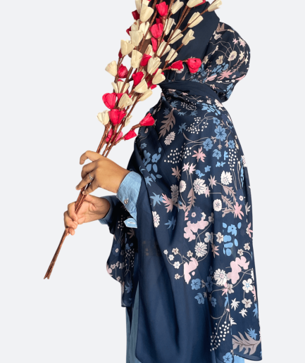 Midnight Blue Floral Chiffon Hijab