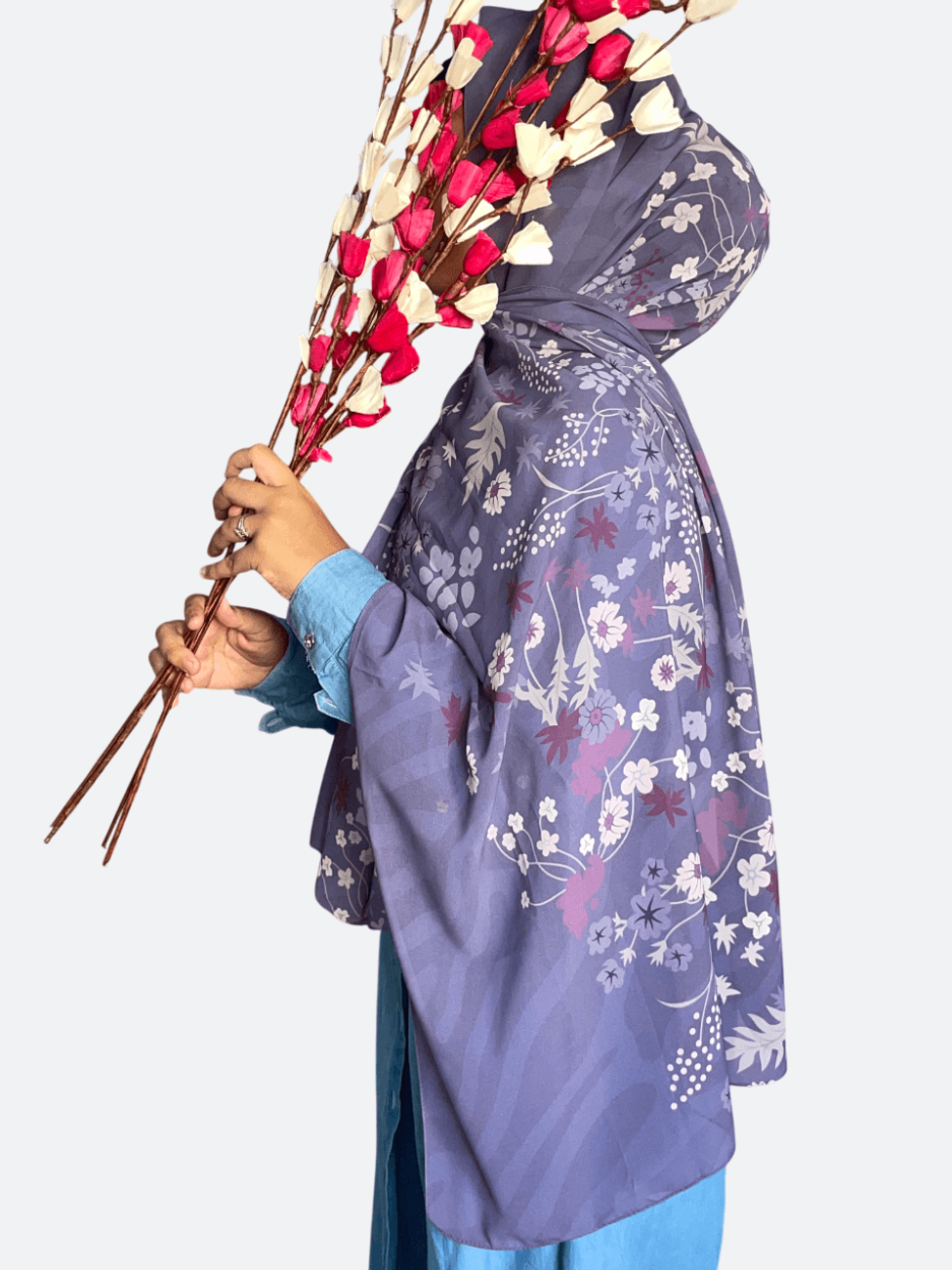 Periwinkle Floral Chiffon Hijab