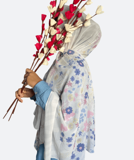 White Floral Chiffon Hijab