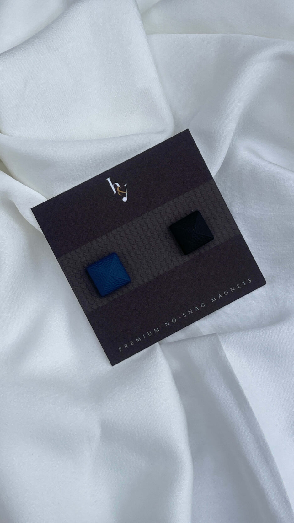 Yale Blue & Black Pyramid Shaped No Snag Hijab Magnetic Pin (Set of 2)