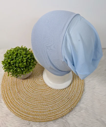 Blue mesh tube hijab cap for women - breathable comfortable under cap