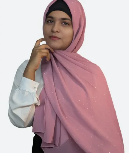 Carnation pink rhinestone chiffon hijab for women India