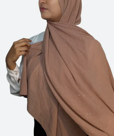 Copper brown rhinestone chiffon hijab for women India