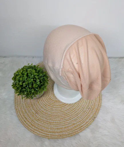 Cream mesh tube hijab cap for women - breathable elegant under cap