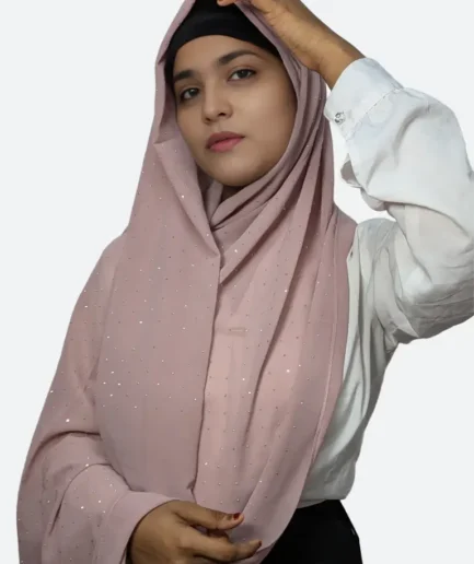 Lilac purple rhinestone chiffon hijab for women India
