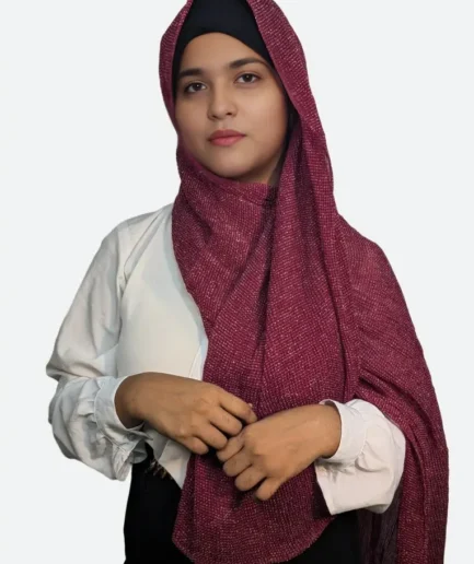 Maroon burgundy pleated cotton hijab for women India