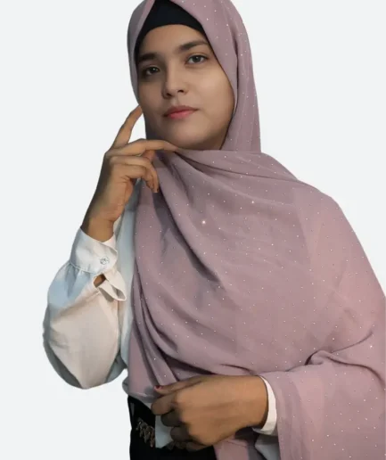 Mountbatten pink mauve rose rhinestone chiffon hijab for women India