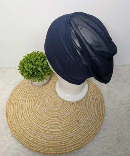 Navy blue mesh tube hijab cap for women - breathable elegant under cap