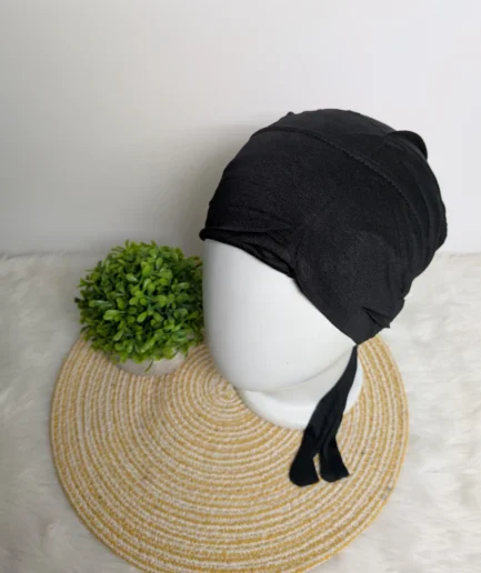 Black tie back hijab cap for women – comfortable non-slip under hijab cap for daily wear