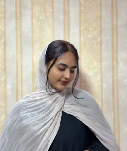 Dusty grey premium shimmer organza hijab for women – elegant lightweight hijab for weddings and special occasions