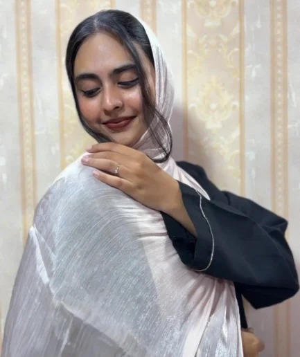 Dusty rose premium shimmer organza hijab for women – elegant lightweight hijab for weddings and special occasions