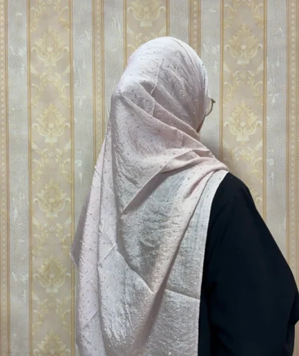 Lavender blush premium crystal satin hijab for women – luxurious silky hijab for weddings and special occasions