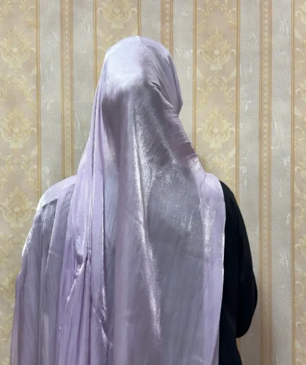 Lavender premium shimmer organza hijab for women – elegant lightweight hijab for weddings and special occasions