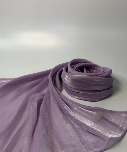 Lavender premium shimmer organza hijab for women – elegant lightweight hijab for weddings and special occasions