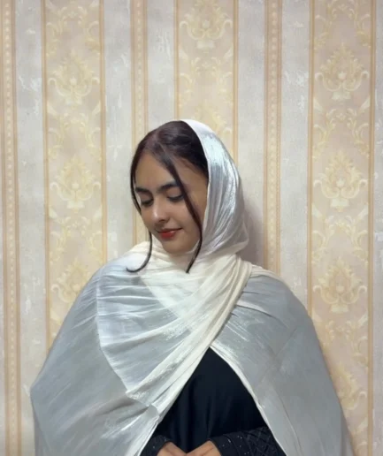 Off white premium shimmer organza hijab for women – elegant lightweight hijab for bridal wear weddings and special occasions