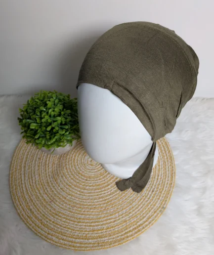 Olive tie back hijab cap for women – comfortable non-slip under hijab cap for daily wear