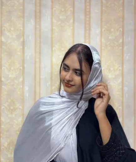 Silver fox premium shimmer organza hijab for women – elegant lightweight hijab for weddings and special occasions