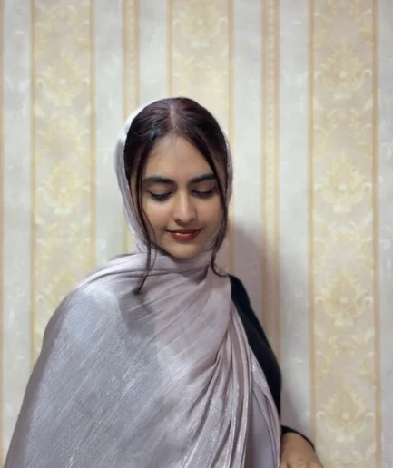 Taupe brown premium shimmer organza hijab for women – elegant lightweight hijab for weddings and special occasions