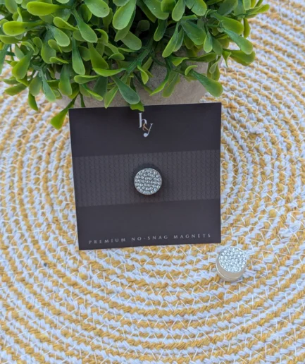 Noor magnetic hijab pin silvery white crystal – strong secure hold with brilliant sparkly crystals for elegant hijab styling